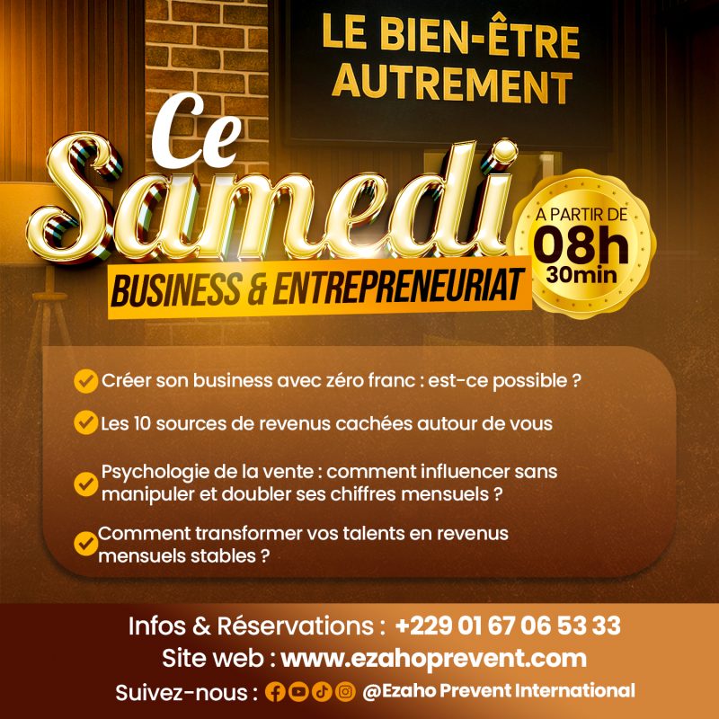 Conférence Business & Entrepreneuriat – Ce Samedi