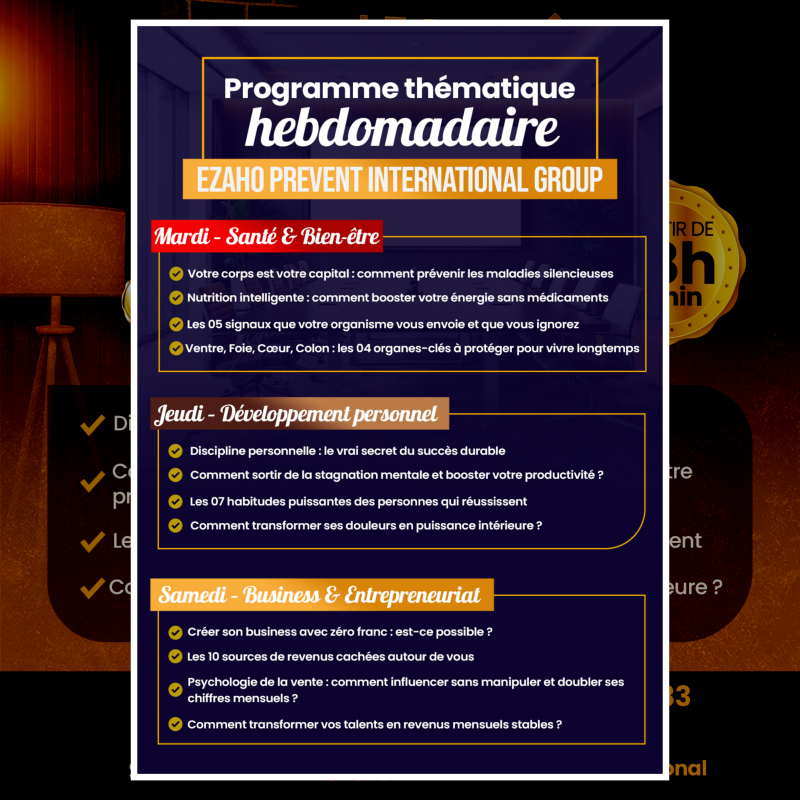 Pack Complet – 3 Conférences Hebdomadaires – Image 2